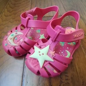 Zaxy pink jelly Mary Jane sandals glow in the dark